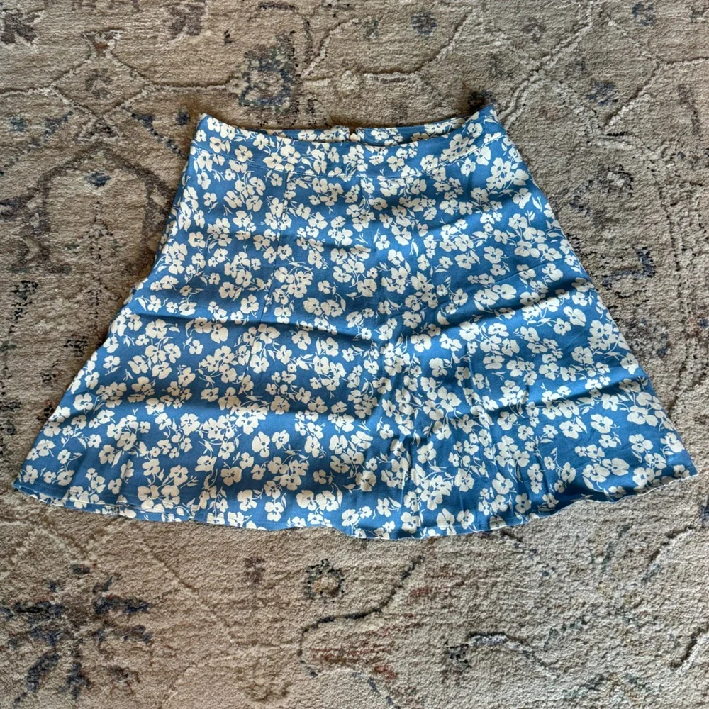 Reformation Blue and Cream Floral Skirt - Picture 1 of 4